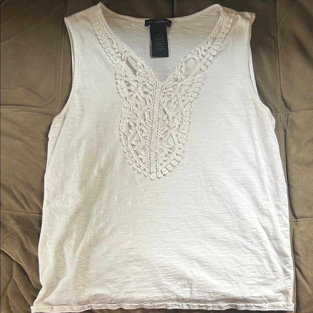 Grace Elements Cream Lace Tank Top